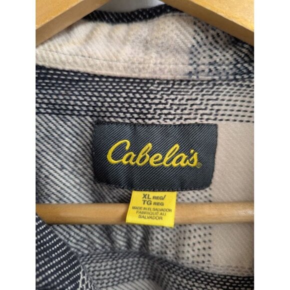 Cabela's Men's XL regular button up flannel, quality, cream black gray, heavy B6 - Picture 3 of 8